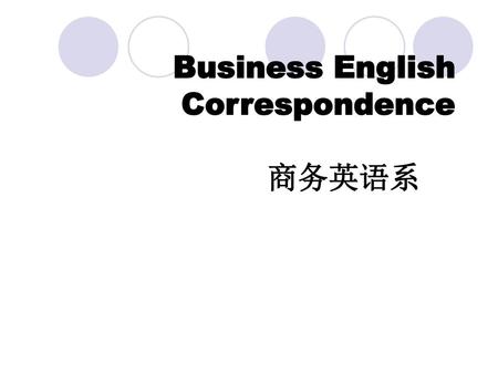 Business English Correspondence