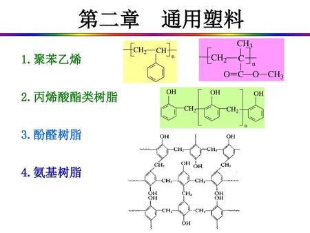 第二章 通用塑料 1.聚苯乙烯 2.丙烯酸酯类树脂 3.酚醛树脂 4.氨基树脂.