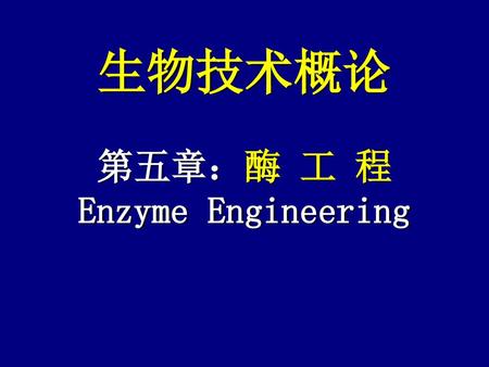 生物技术概论 第五章：酶 工 程 Enzyme Engineering