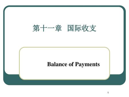 第十一章 国际收支 Balance of Payments.