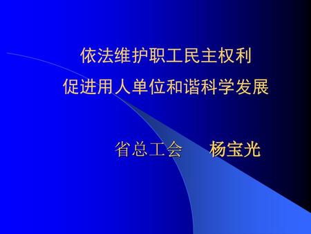 依法维护职工民主权利 促进用人单位和谐科学发展 省总工会 杨宝光