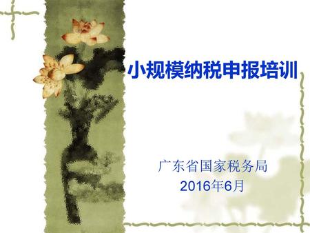 小规模纳税申报培训 广东省国家税务局 2016年6月.