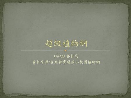 5年3班郭軒辰 資料來源:台北縣實踐國小校園植物網