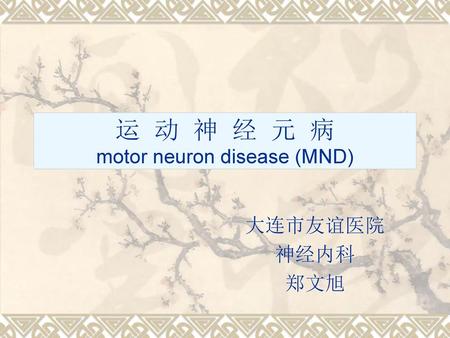 运 动 神 经 元 病 motor neuron disease (MND)