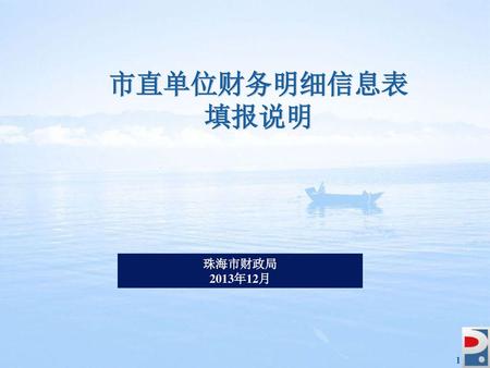 市直单位财务明细信息表 填报说明 珠海市财政局 2013年12月 1.