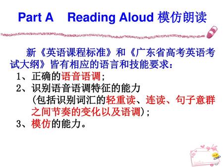 Part A Reading Aloud 模仿朗读