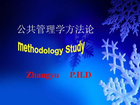 公共管理学方法论 methodology Study Zhangyu P.H.D.