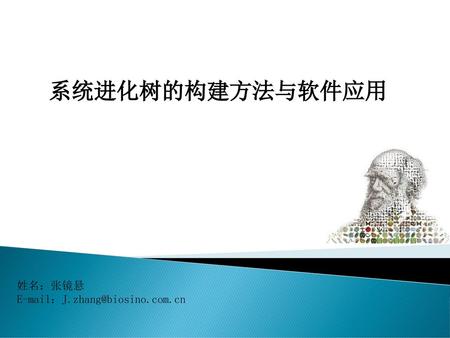 系统进化树的构建方法与软件应用 姓名：张镜悬 E-mail：J.zhang@biosino.com.cn.