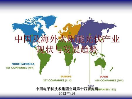 中国及海外太阳能光伏产业 现状与发展趋势 中国电子科技术集团公司第十四研究所 2012年4月.