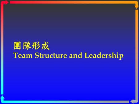 團隊形成 Team Structure and Leadership