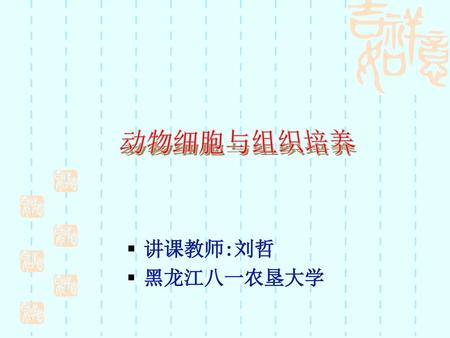 动物细胞与组织培养 讲课教师:刘哲 黑龙江八一农垦大学.