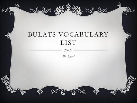 BULATS Vocabulary List