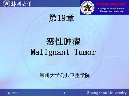 第19章 恶性肿瘤 Malignant Tumor 郑州大学公共卫生学院 2017/3/7 1.