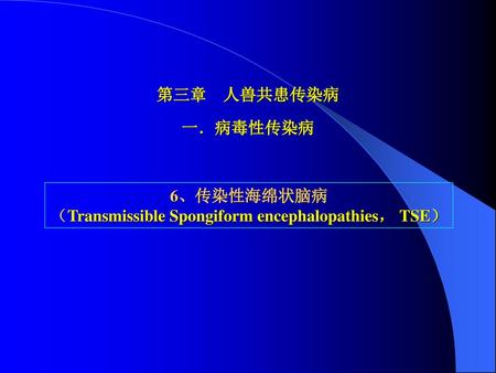 （Transmissible Spongiform encephalopathies， TSE）