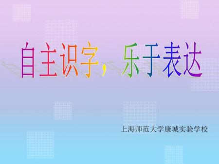 自主识字，乐于表达 上海师范大学康城实验学校.