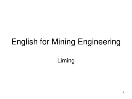 English for Mining Engineering