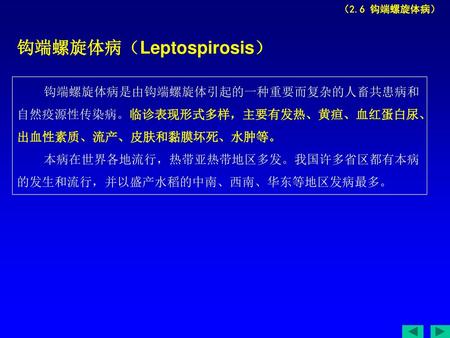钩端螺旋体病（Leptospirosis）