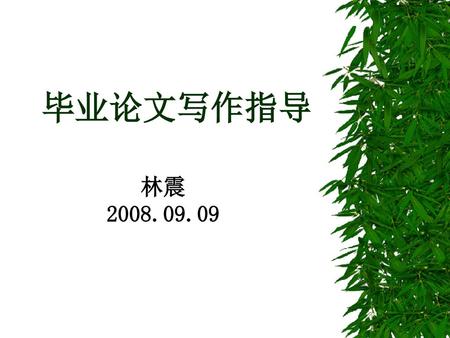 毕业论文写作指导 林震 2008.09.09.