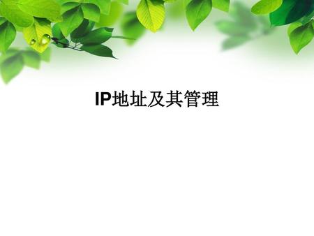 IP地址及其管理.