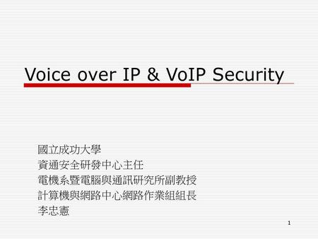 Voice over IP & VoIP Security