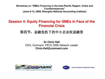 Session 4: Equity Financing for SMEs in Face of the Financial Crisis