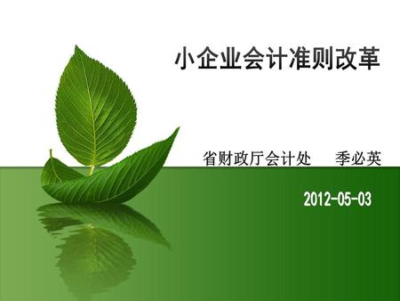 小企业会计准则改革 省财政厅会计处 季必英 2012-05-03.