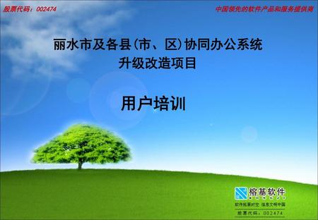 股票代码：002474 中国领先的软件产品和服务提供商 丽水市及各县(市、区)协同办公系统 升级改造项目 用户培训.