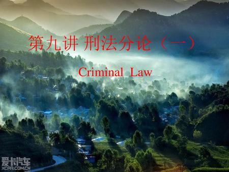 第九讲 刑法分论（一） Criminal Law