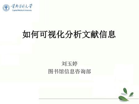 如何可视化分析文献信息 刘玉婷 图书馆信息咨询部.