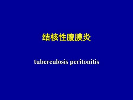 tuberculosis peritonitis
