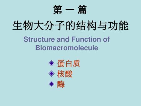 Structure and Function of Biomacromolecule