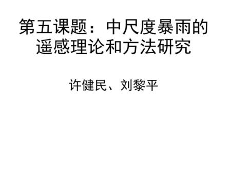 第五课题：中尺度暴雨的遥感理论和方法研究 许健民、刘黎平
