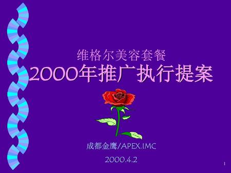 维格尔美容套餐 2000年推广执行提案 成都金鹰/APEX.IMC 2000.4.2.