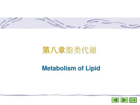 第八章脂类代谢 Metabolism of Lipid.
