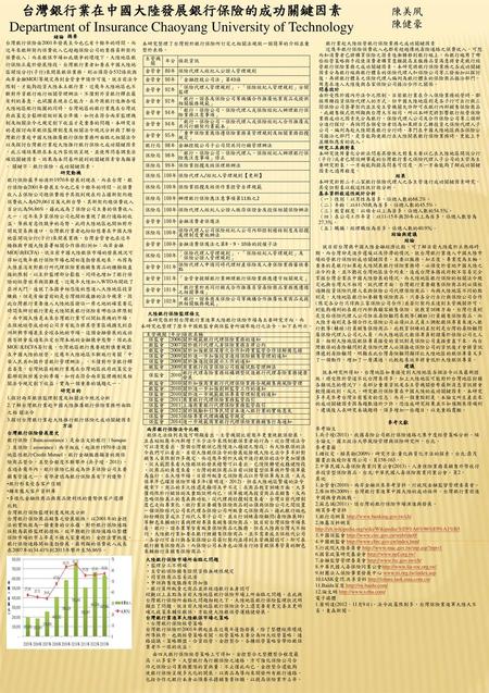 台灣銀行業在中國大陸發展銀行保險的成功關鍵因素