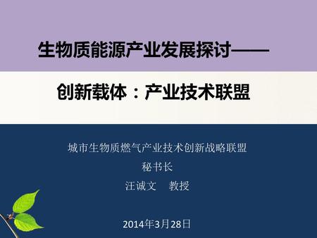 生物质能源产业发展探讨—— 创新载体：产业技术联盟