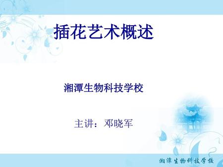 插花艺术概述 湘潭生物科技学校 主讲：邓晓军.