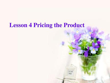 Lesson 4 Pricing the Product