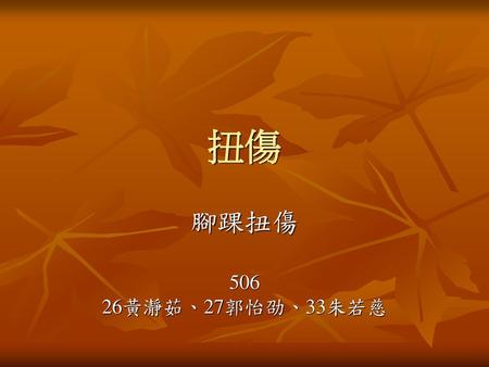 扭傷 腳踝扭傷 506 26黃瀞茹、27郭怡劭、33朱若慈.