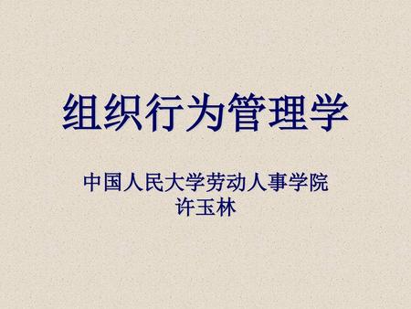 组织行为管理学 中国人民大学劳动人事学院 许玉林