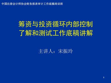 中国注册会计师协会财务报表审计工作底稿培训班