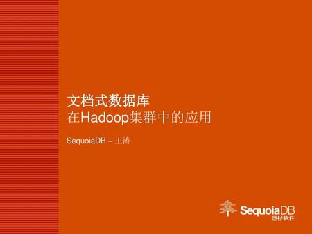 文档式数据库 在Hadoop集群中的应用 SequoiaDB – 王涛.