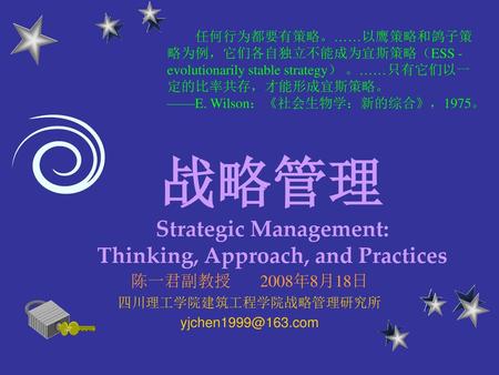 战略管理 Strategic Management: Thinking, Approach, and Practices