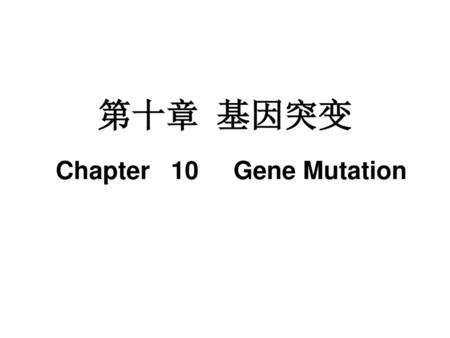 第十章 基因突变 Chapter 10 Gene Mutation