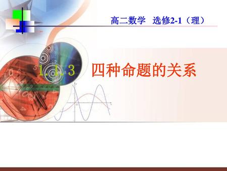 高二数学 选修2-1（理） 1.1.3 四种命题的关系 湖南省汉寿县第三中学 制作人：艾镇南.