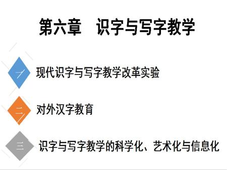 第二节 现代识字与写字教学改革实验 教学内容： 汉语拼音、识字、写字 应对策略： 汉语拼音教学策略、汉字教学策略.
