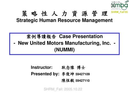 策 略 性 人 力 資 源 管 理 Strategic Human Resource Management