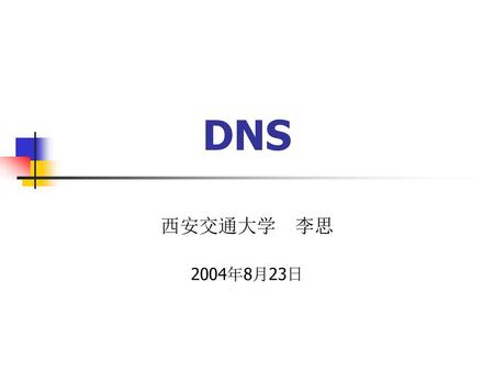 DNS 西安交通大学 李思 2004年8月23日.