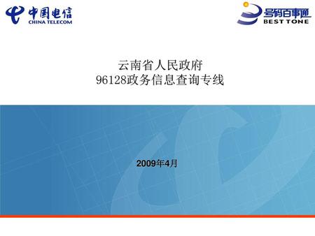 云南省人民政府 96128政务信息查询专线 2009年4月.
