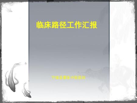 临床路径工作汇报 宁城县蒙医中医医院.